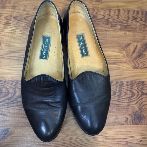 Cole Haan Vintage Kathan Black Leather Loafers Made in Italy Size 10B - Picture 1 of 7